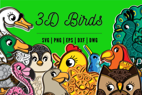 3D Birds SVG Bundle