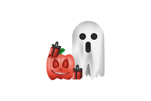 3d Halloween Pumpkin Gift Box and Ghost