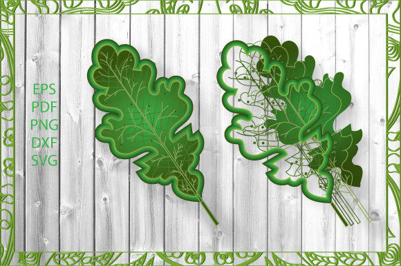 3D Mom’s White Oak Leaf Multilayer Art2: Elevate Your Creative Projects with Premium Vector Design
