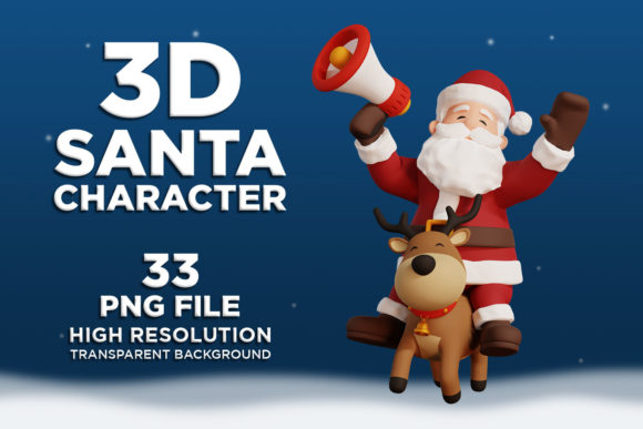 3D Santa Character Set in Various Poses
