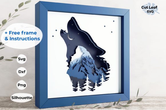 3D Wolf Mountain Shadow Box, Nature: Bringing Depth to Your Creative Projects