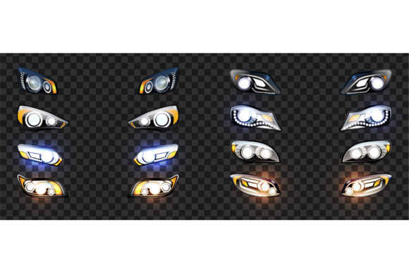 Car Headlight with Glowing Light Effect