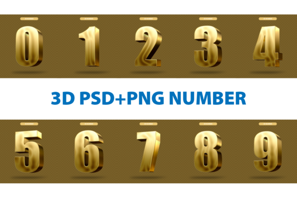 Golden Realistic 3D Number Rendering