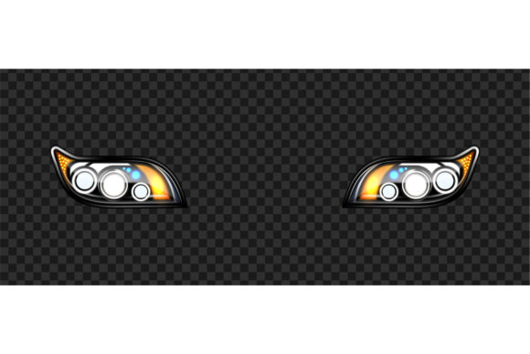 Headlight Car Detail with Glowing Effect