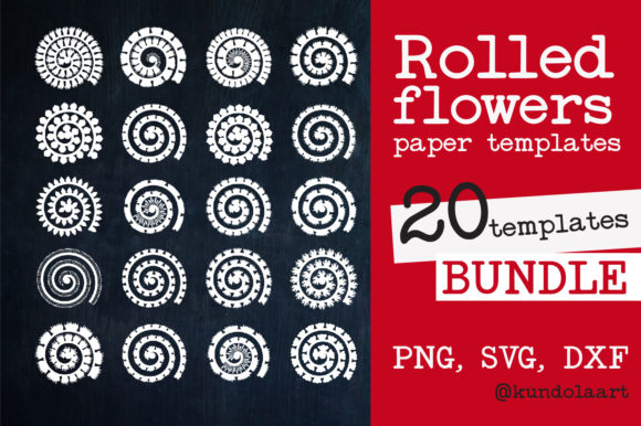Rolled Flower Paper Template Bundle