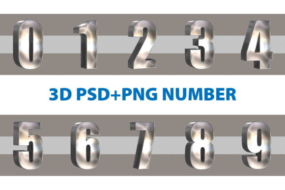 Silver Realistic 3D Number Rendering